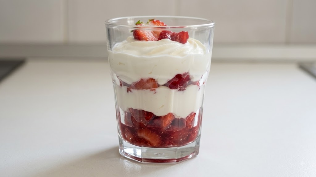 Crema chantilly, fruta de temporada y miel